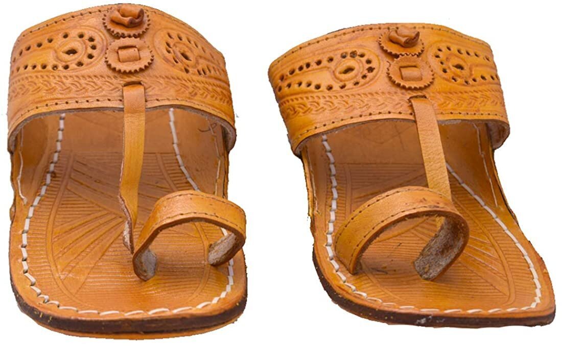 KORAKARI Mens Tranquil Kolhapuri Chappal Yellow Leather Handcrafted Sandal  Smooth and Comfortable Slipper Flip Flops Durable Sandal Anti Slip Design  Traditional Footwear (UK-04): Buy Online at Low Prices in India - Amazon.in