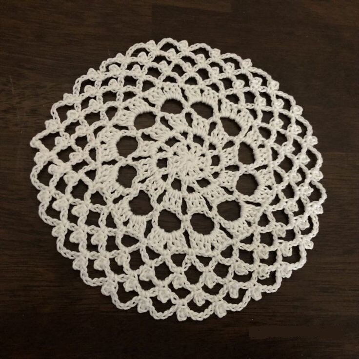 Vintage Pot Holder Crochet Doily Pearl White with Pink ~ Collectible