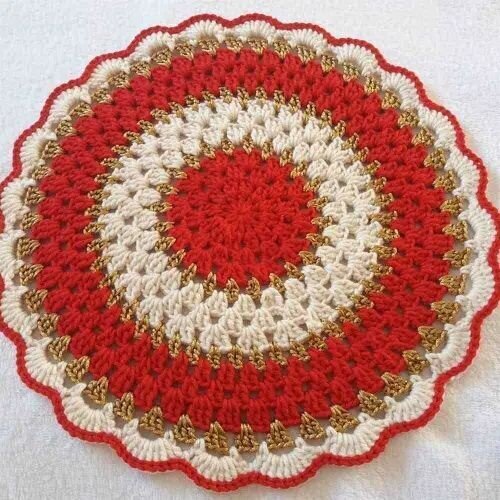 Round Doily Mat Holiday Table Decor, Crochet Round Table Mat Pattern