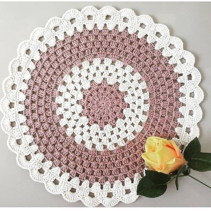 Classic housewarming gift first home ornament Traditional table decoration Burgundy square handmade crochet doily centerpiece for sale