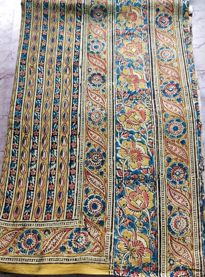 Kalamkari cotton saree | Blue color | pedana kalamkari