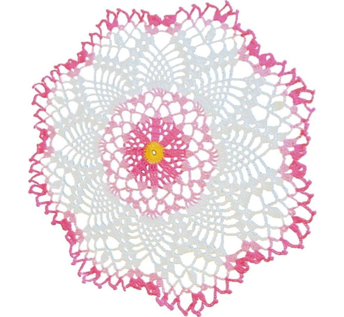 Elegant White Hand Knit Floral Thick Cotton Doily 30cm 