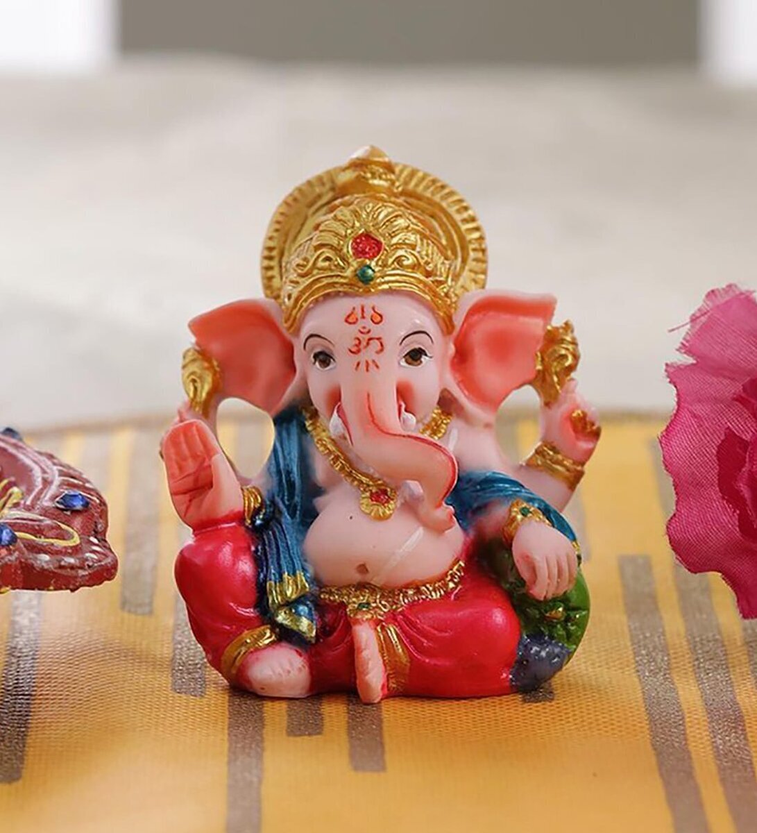 Handmade Pink Ganesh Idol Ganesh Statue - Poly resin Ganpati Murti ...