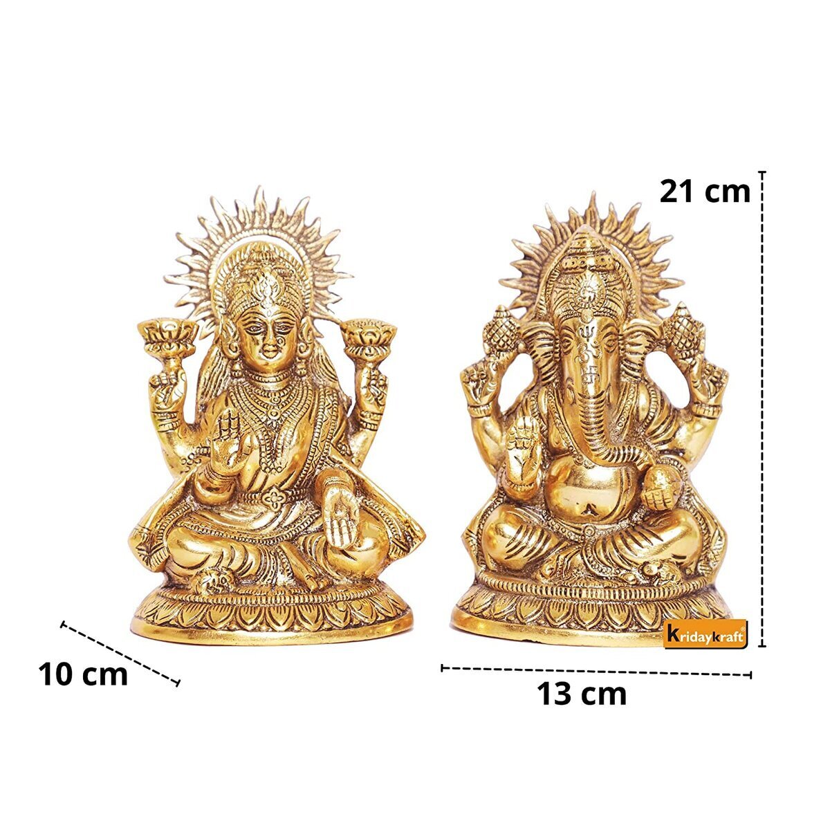 Radhna Gold Plated Metal Handicraft Laxmi Ganesh Idol with Tree and Diya for Puja Home Mandir Temple and Decorative Showpiece for Living Drawing Bed Room Office Shop Decorative and Gifts 