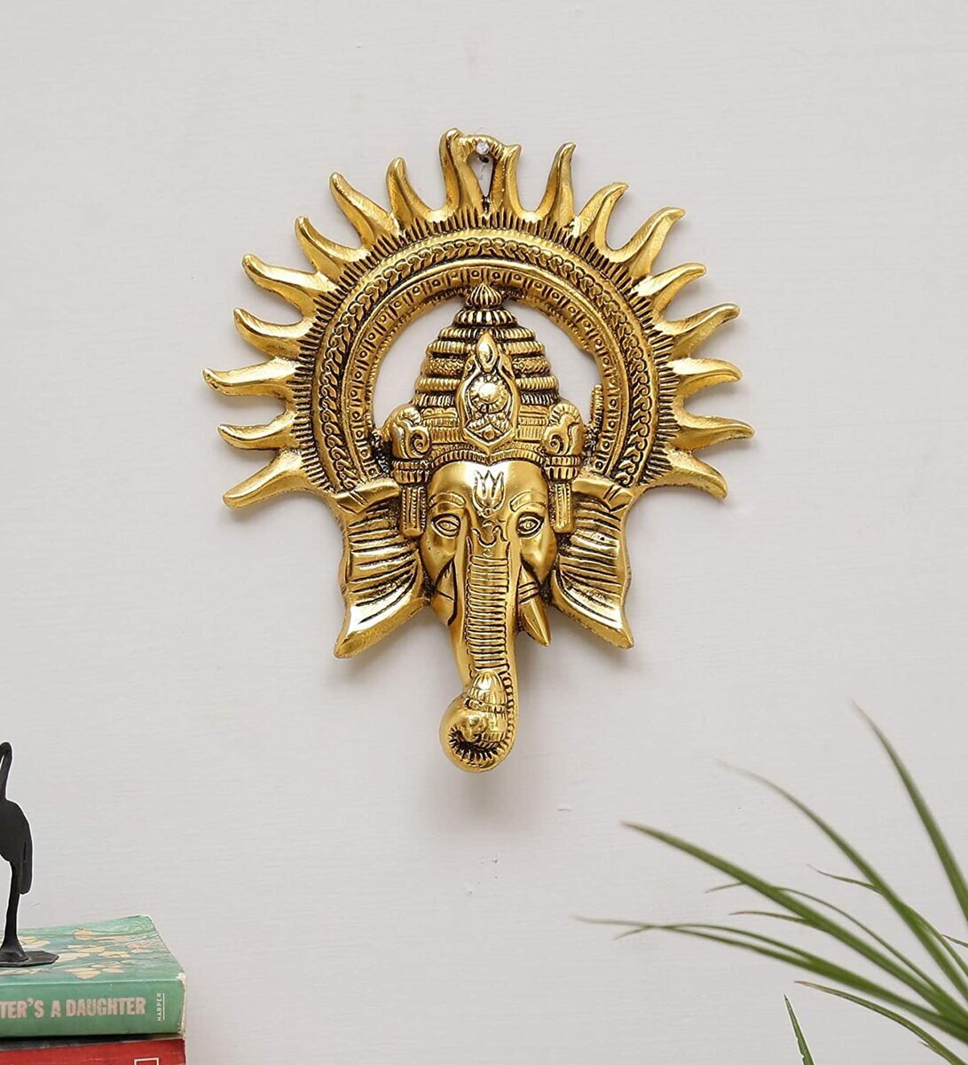 Wall Hanging Sculpture Lord Ganesh Idol Ganpati Lucky Feng Shui Wall Decor