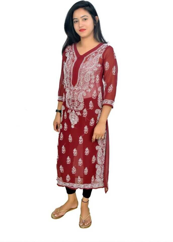 Shop Embroidered Handloom Cotton Kurta 3658 Online - Women Plus