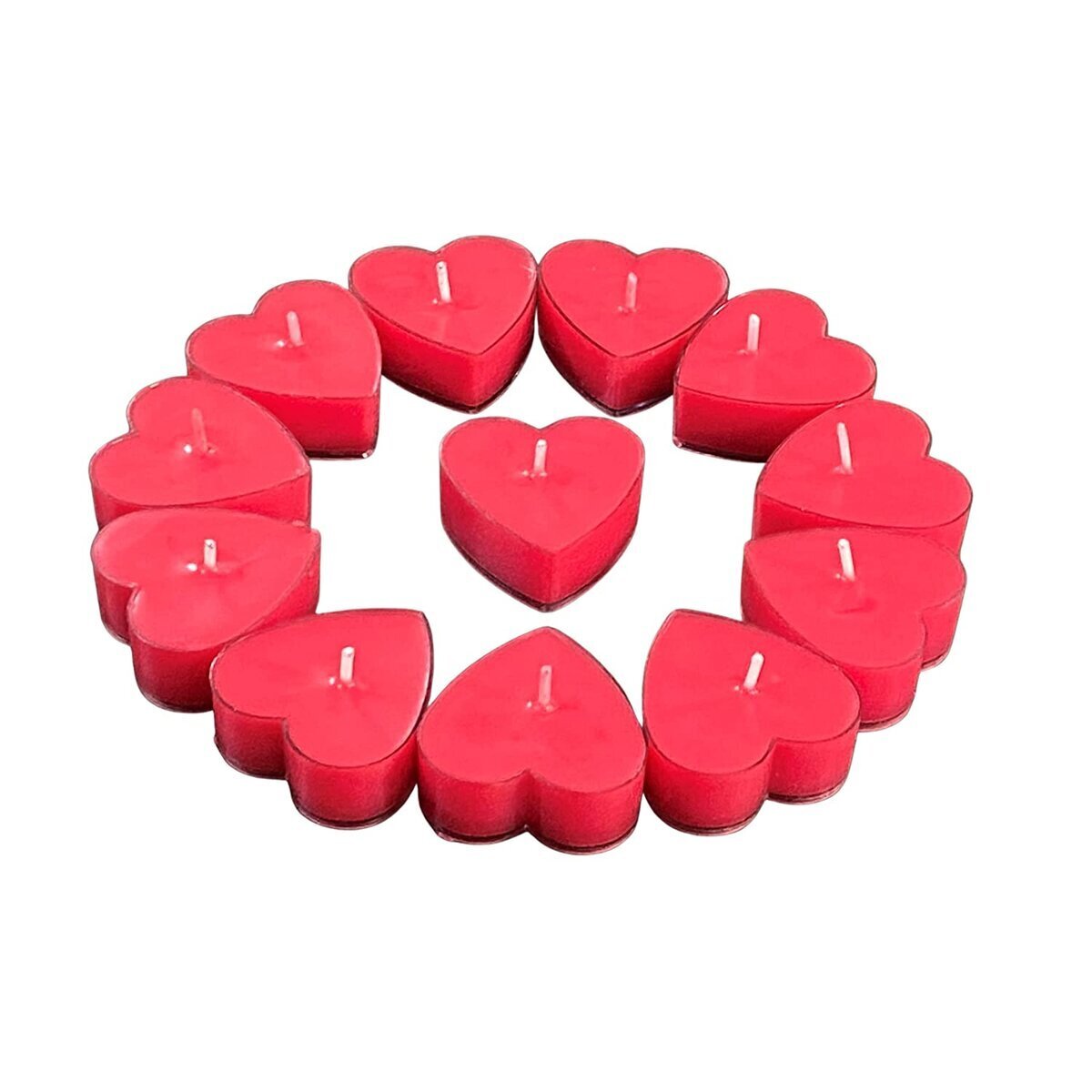 12 Pack  Mini White Heart Shaped Tealight Candles, Valentines