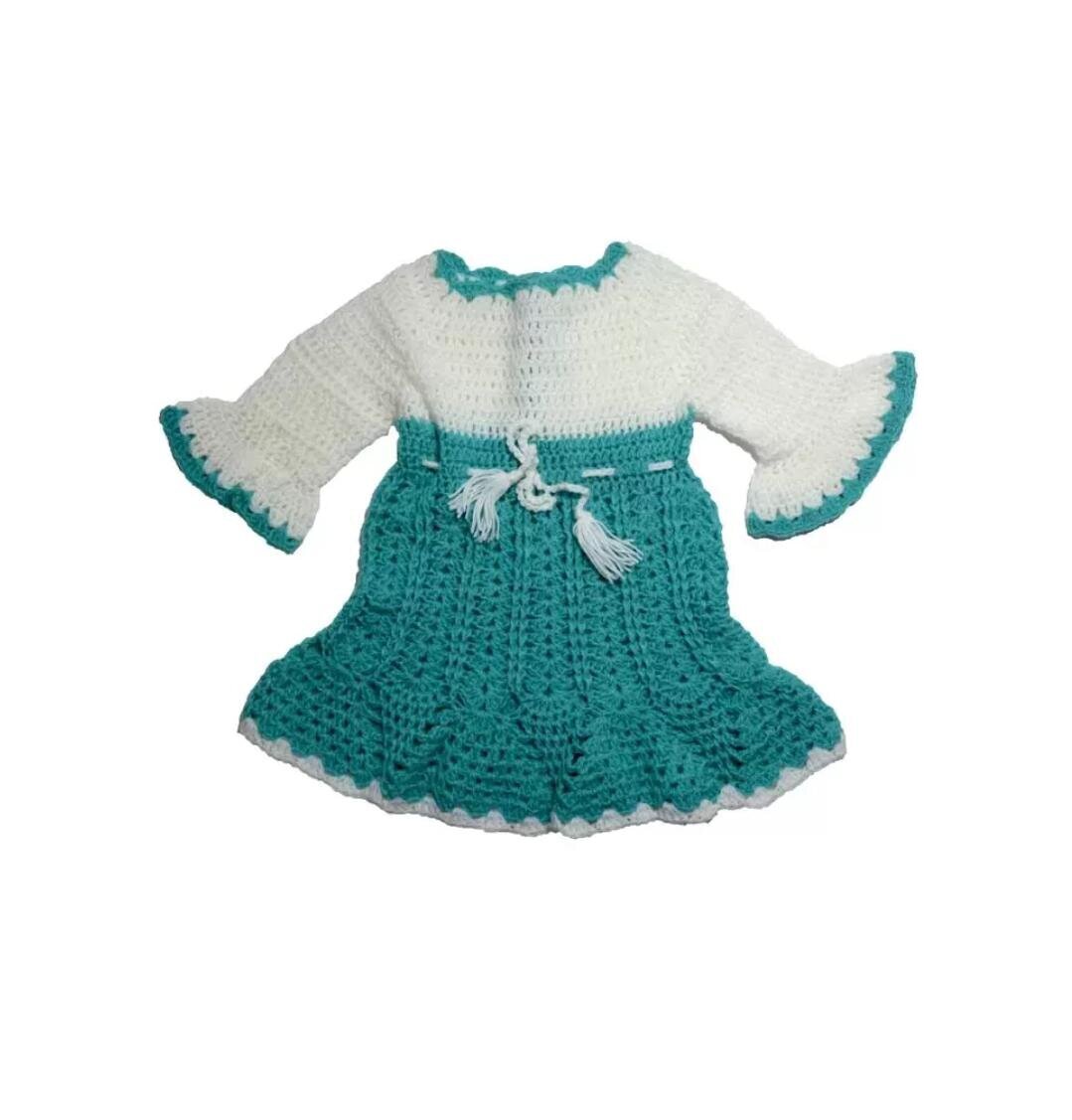 Blue Pure Woolen Dress for Baby Girl with Pajami Hand Made Knitted Woollen  Frock Dress Cum Sweater for Winter Wear  Sweater Woollen Dress