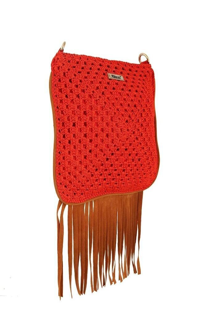Brown Boho Gypsy Crochet Bag, Boho Bag, Bohemian Purse, Crochet Bag, Crochet  Purse, Fringe Bag, Shoulder Bag, Cross-Body Bag, Handmade Bag