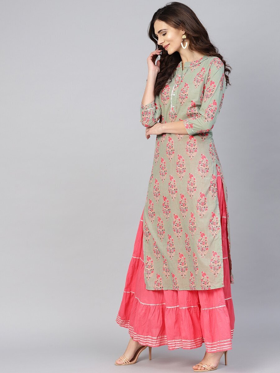 Indian Designer Ethnic A-Line Solid Kurti With Pant & Leheriya Printed  Dupatta Set - Shri Krishna Fabric - 4299507