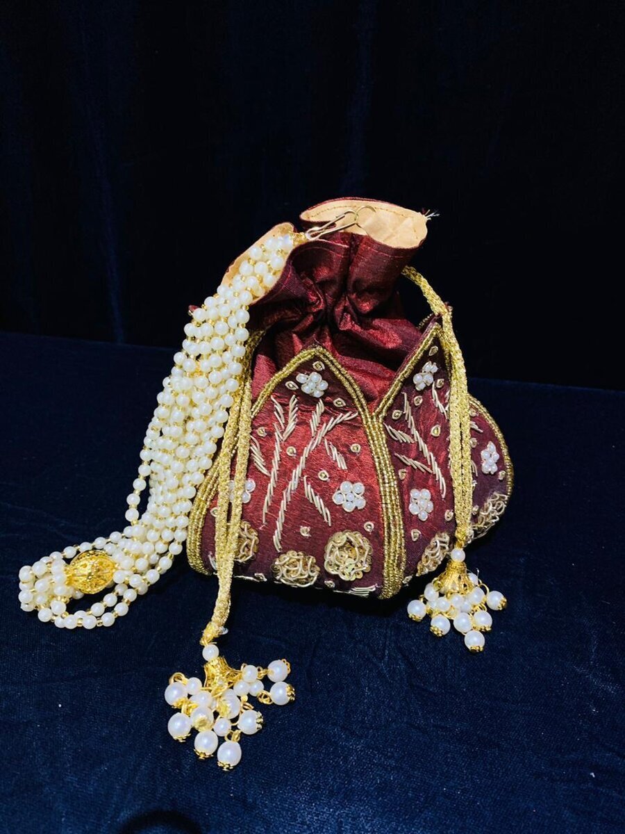 Women's Wedding Satin Potli Purse By Indian Collectible: Handbags:  Amazon.com