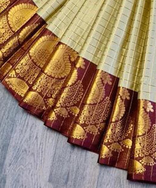 Maroon and Cream color Georgette sarees with all over aari mirror work with  cutwork style patched