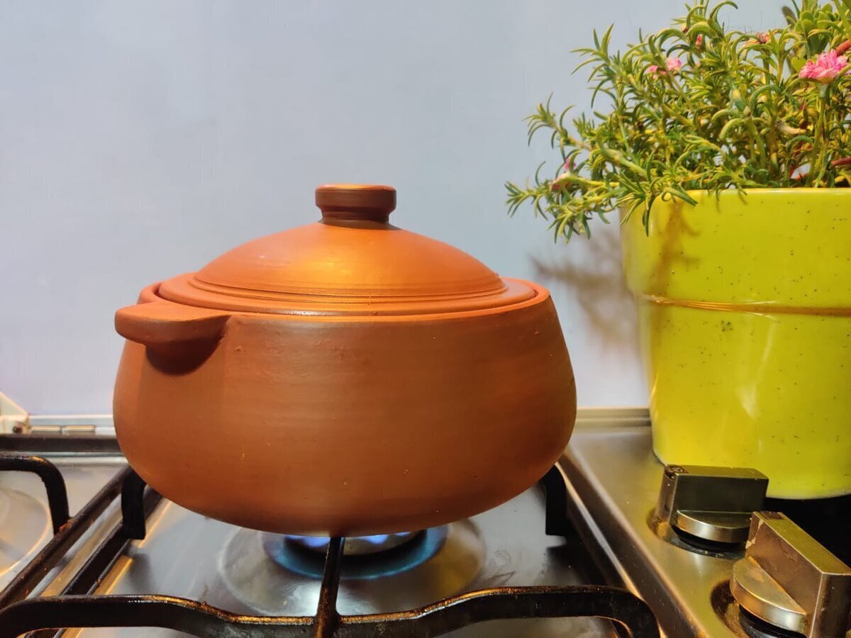 Terracotta clay Gas stove Cooking pot cookware  Ecohealthy reusable Natural 