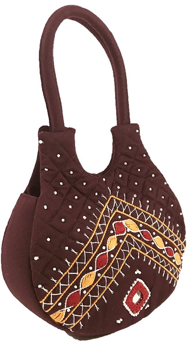 Buy SriAoG Handmade Beautiful and Traditional Banjara bags ethnic top  handle bag Small size Hobo bag for ladies hand held bag Grey 9.5x6.5x3.5  inch original Beads work Pouch at Amazon.in