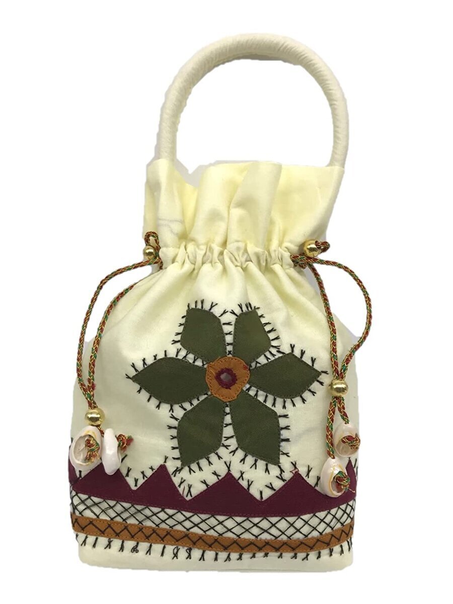 Indian Potli Bag, Flower Shaped Drawstring Purse, Lotus Bag, Bucket Bag,  Wedding Clutch In Red Color