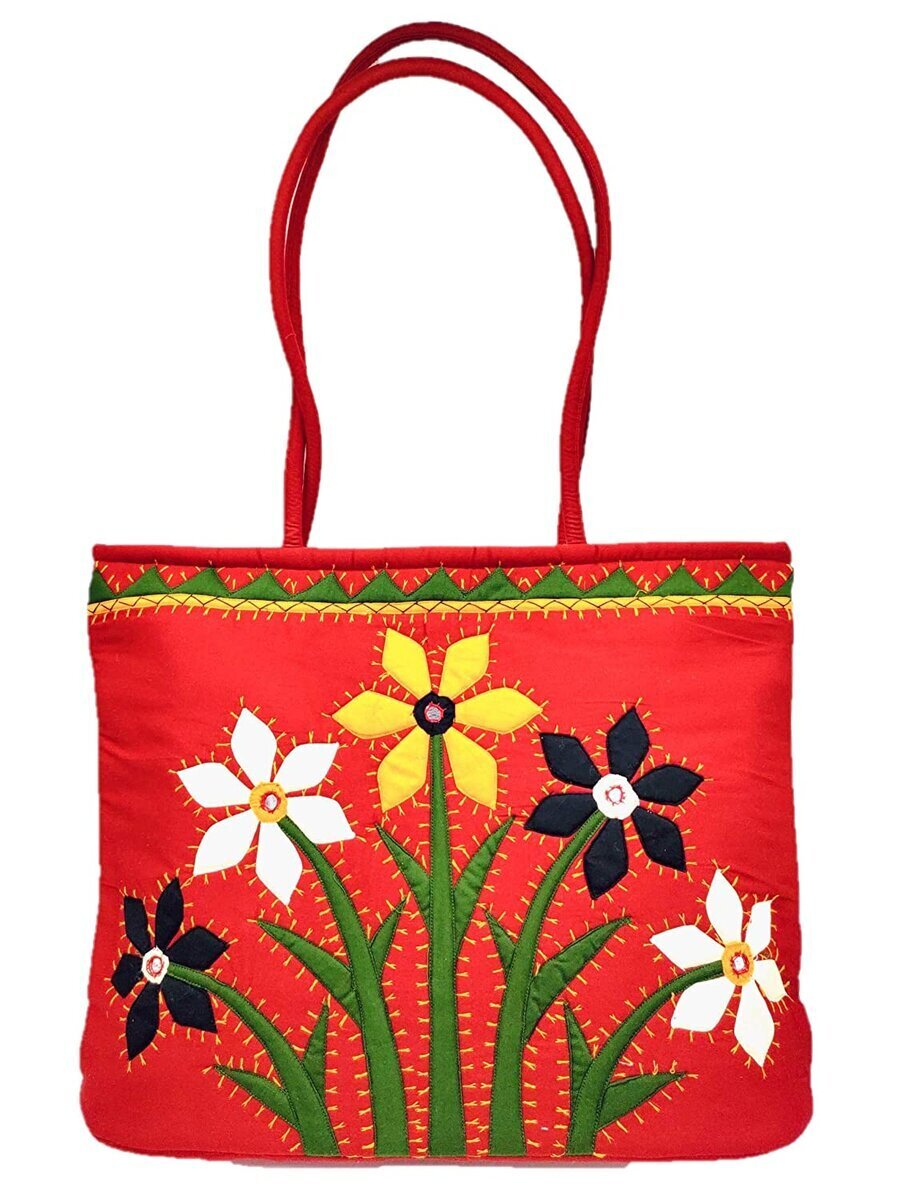 Buy 3D Flower design potli style Sling bag/Hand bag/Purse,with adjustable  long strap Comes in PU-Leather material. Very comfortable handle to carry.  Long leather belt. Online In India At Discounted Prices