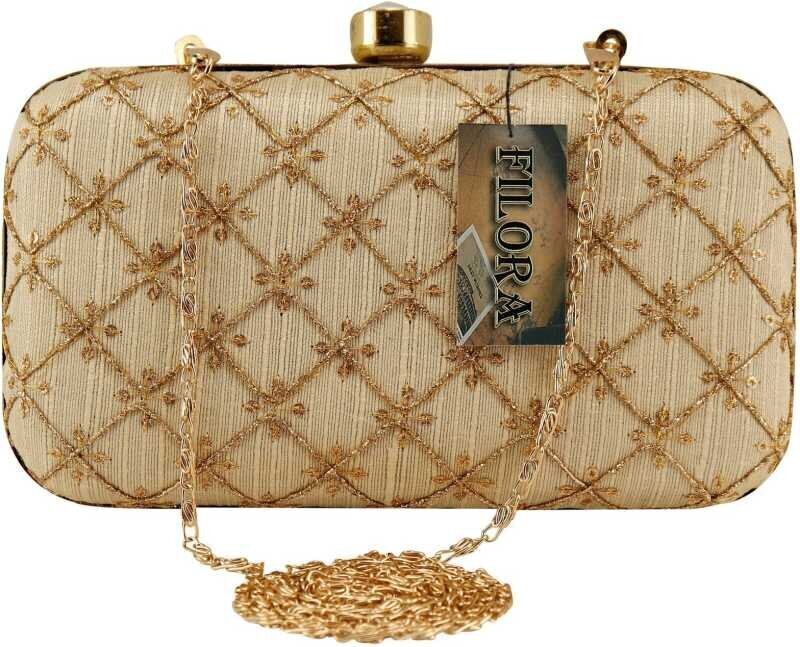 Richborn Ladies Party Wear Purse - Shimmer Material, Bow Design