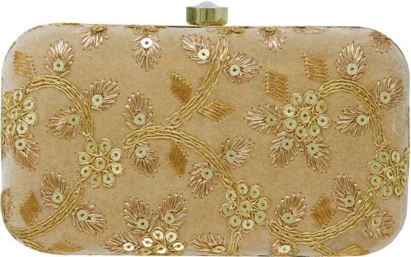 CLUTCH BAG PURSE | INDIAN HANDCRAFTED EMBROIDERED ETHNIC WOMEN'S HANDBAG | BRIDAL  Clutch | CASUAL bag | PARTY handbag | WEDDING purse | Pink & Golden Clutch
