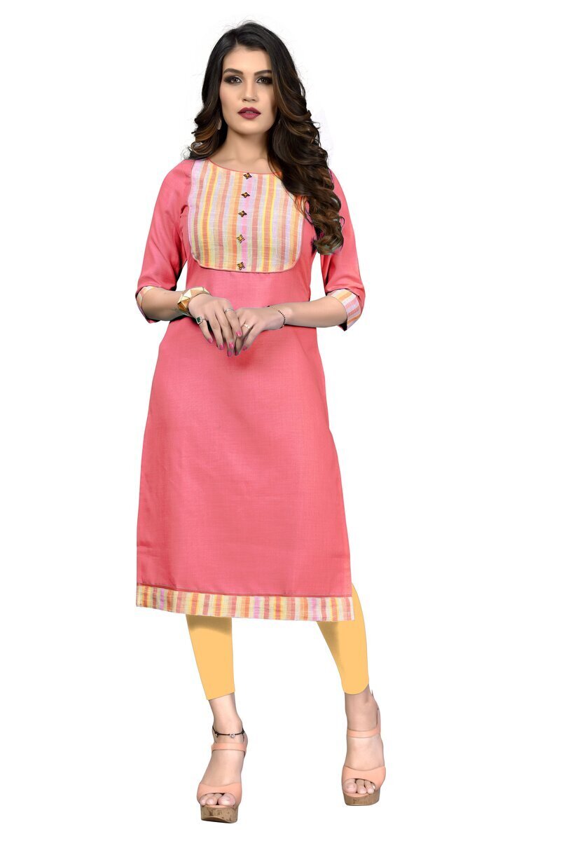 fcity.in - Women Cotton Long Yellow Color Khadi Cotton Kurtianarkali Dress /