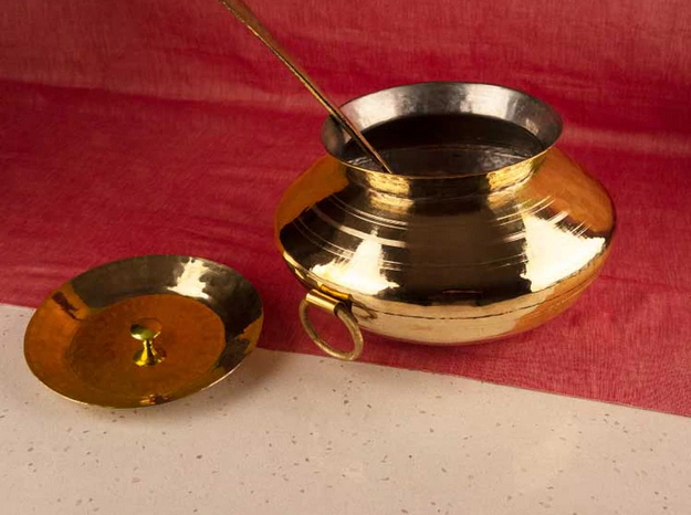 Pure Brass Traditional Hammered Kadhai / Kadai - 12 inches diameter