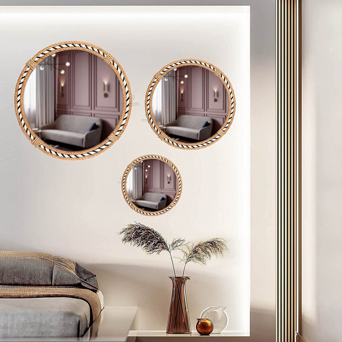 4 Pack, 12 Round Glass Mirror Table Centerpiece, Hanging Wall Decor in  2023