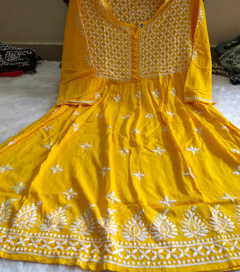 Chikankari Handmade Ethnic Embroidery georgette Kurti set For Women| Latest  collection | Designer kurti | Sharara With Dupatta |