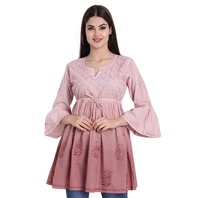 Buy YESH Fashions Women's Rayon Fit & Flare Dress/Short Kurti (Small,  Green) at Amazon.in
