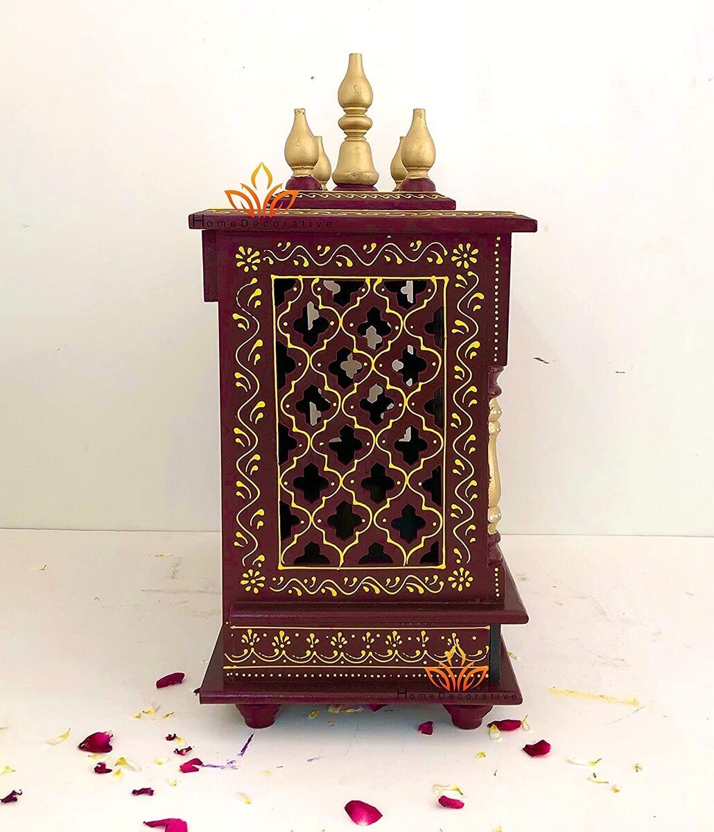 SANGAM AD MDF Pooja Temple for Home  Offce Wooden TempleMandirPooja Ghar  Size 16 X 10 X 18PoojaItems  Sangam Ad  3806459