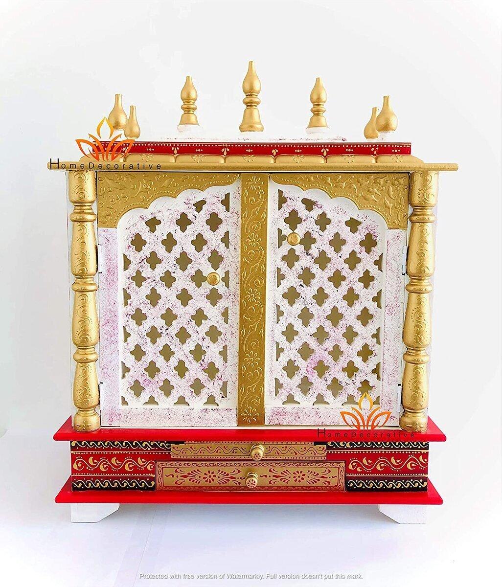 Temple Hub Hand carved Wooden Temple Pooja Mandir Handcrafted