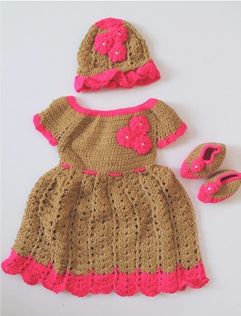 Crochet Baby Girl Coral & Cream Bundle - Etsy