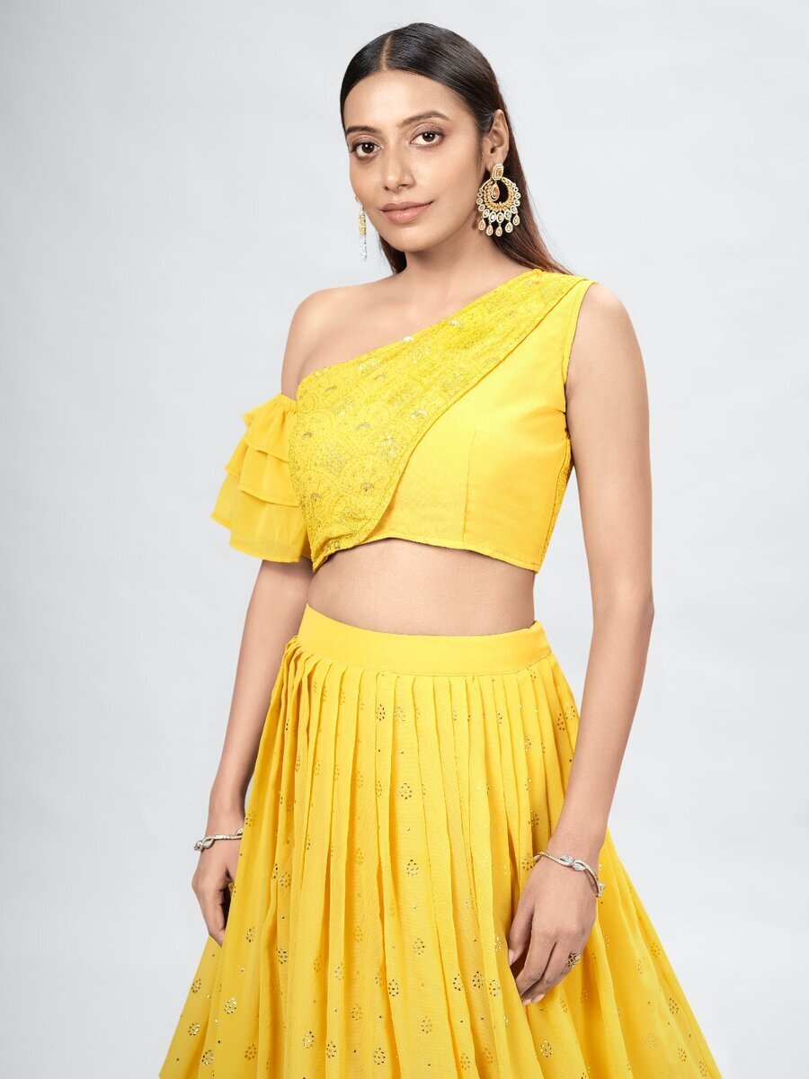 Sabyasachi Yellow Floral Embroidery Designer Indian Lehenga | Etsy | Indian  bride dresses, Indian lehenga, Party wear lehenga
