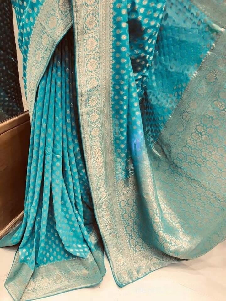 Zara-23084 Party Wear Banarasi Silk Saree in Theni at best price by Parvati  Fabrics Ltd - Justdial