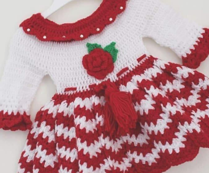 red and white frock for baby