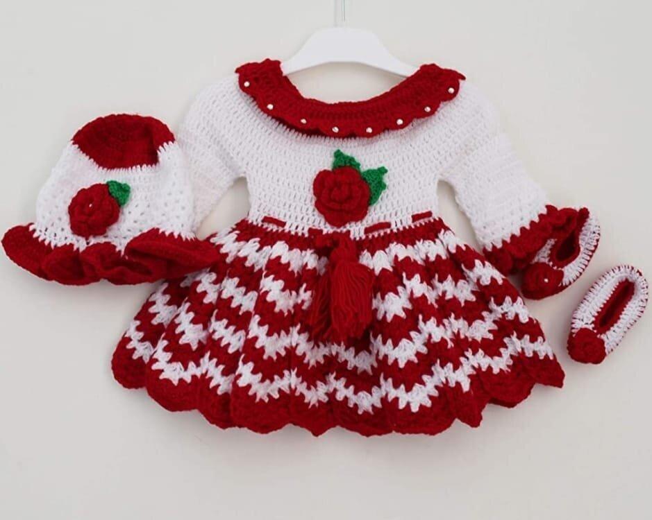 red and white frock for baby