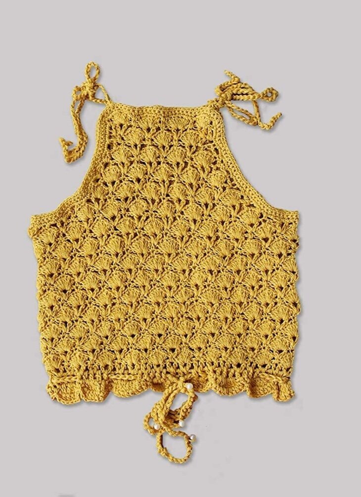 Yellow Crop Top - Crochet Crop Top - Halter Crop Top