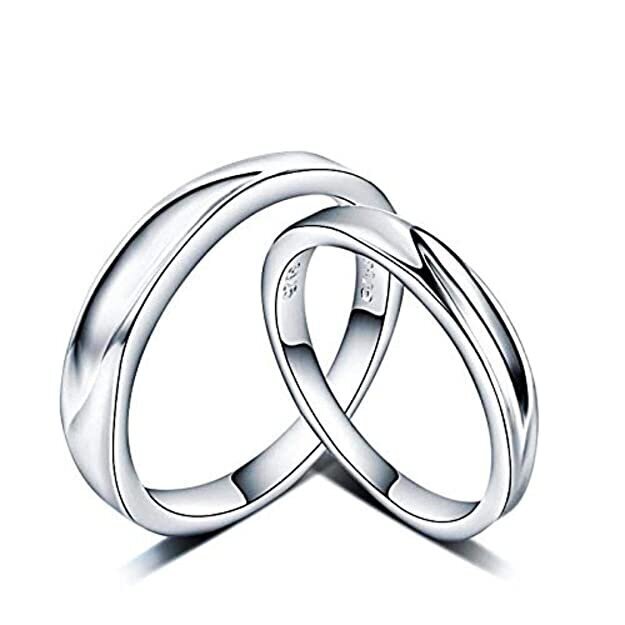 dc jewels Alluring Sterling Silver Engagement Adjustable Couple Rings :  Amazon.in: Fashion