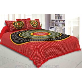 Pure Cotton Handmade Multi Color Print Double Bed Sheet With 2 Pillow Cover j.g. 
